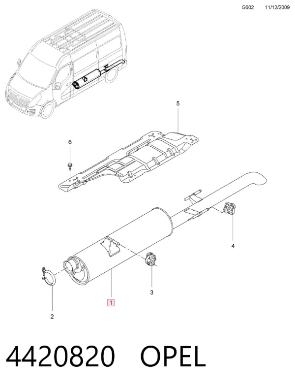 Глушник, задня частина 4420820 Opel