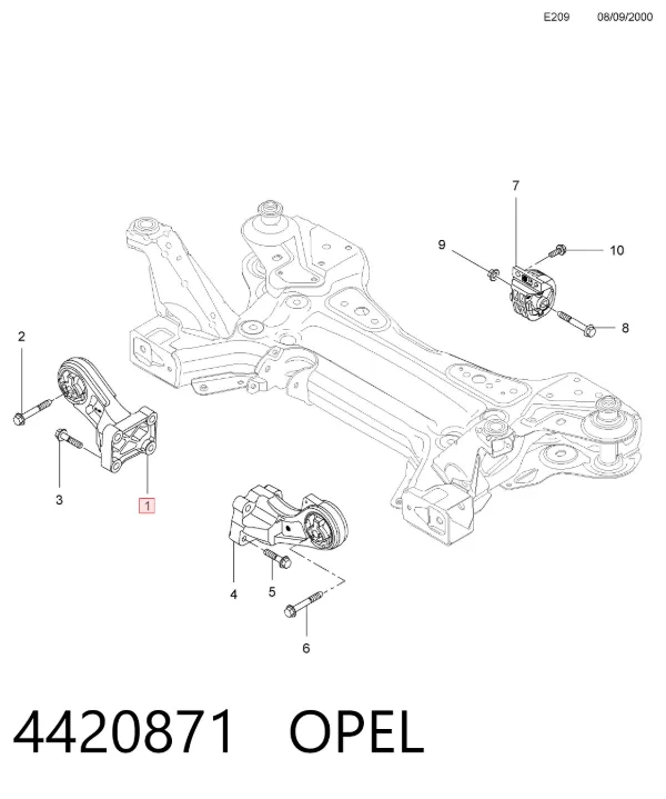 Подушка (опора) двигуна, права 4420871 Opel