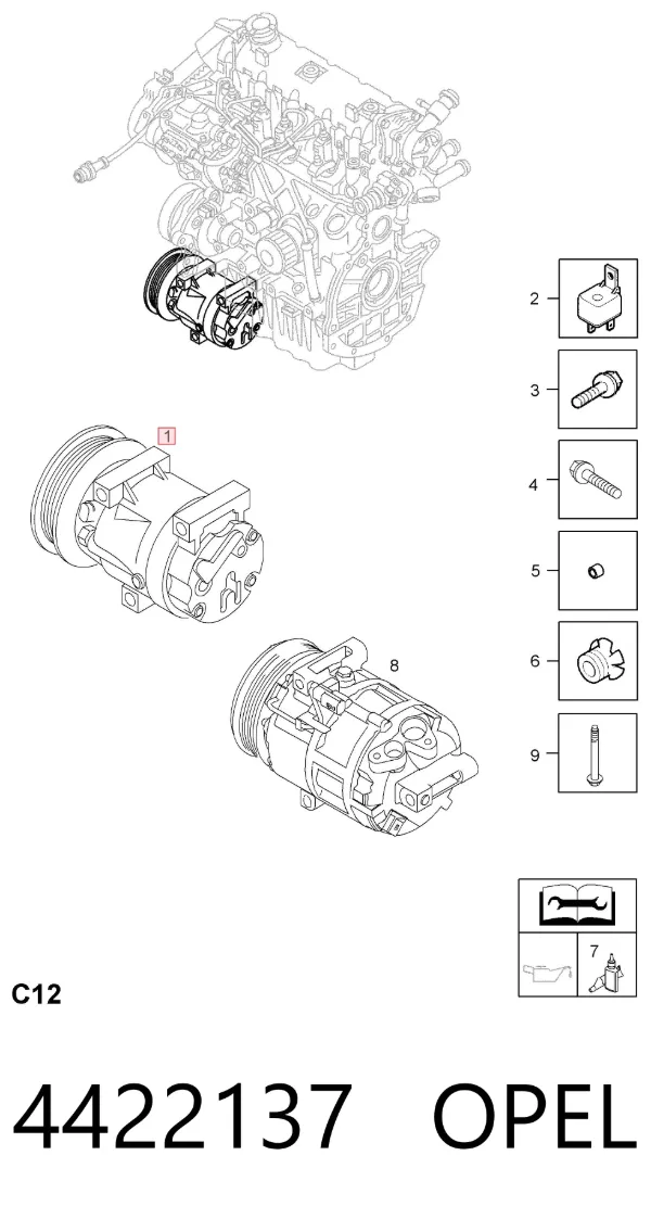 Компресор кондиціонера 4422137 Opel