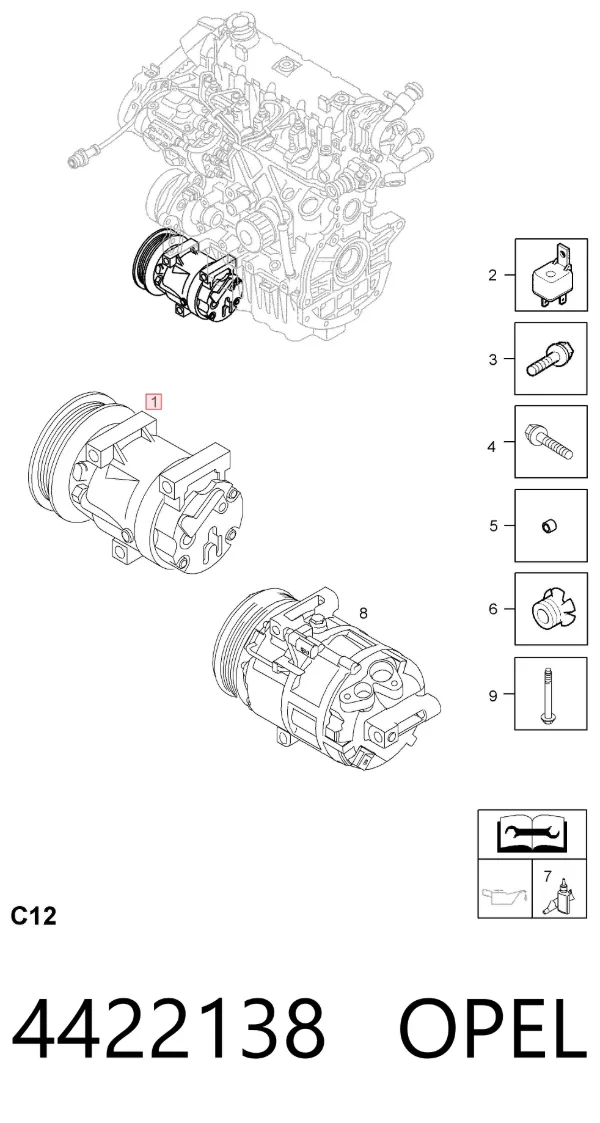 Компресор кондиціонера 4422138 Opel
