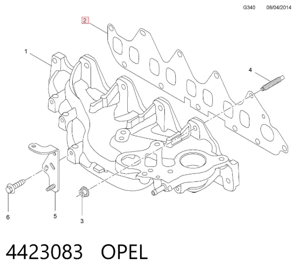 Прокладка впускного колектора 4423083 Opel