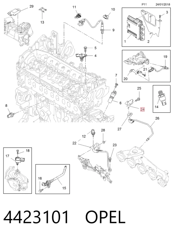 Трубка датчика тиску вихлопних газів 4423101 Opel