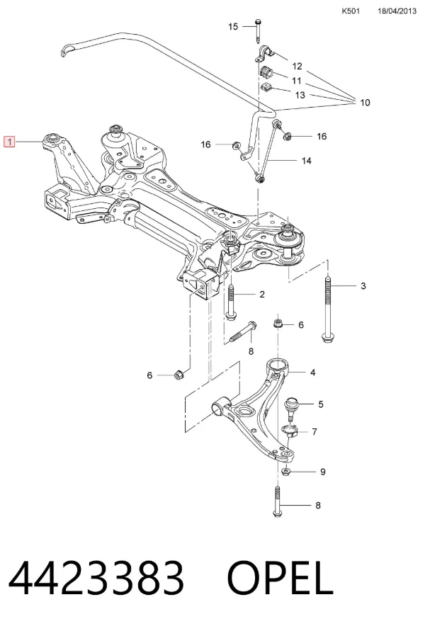 Підрамник передній 95518574 Opel