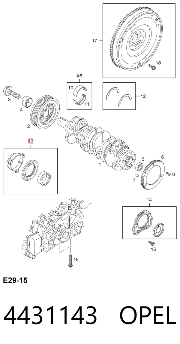 Сальник коленвалу 4431143 Opel