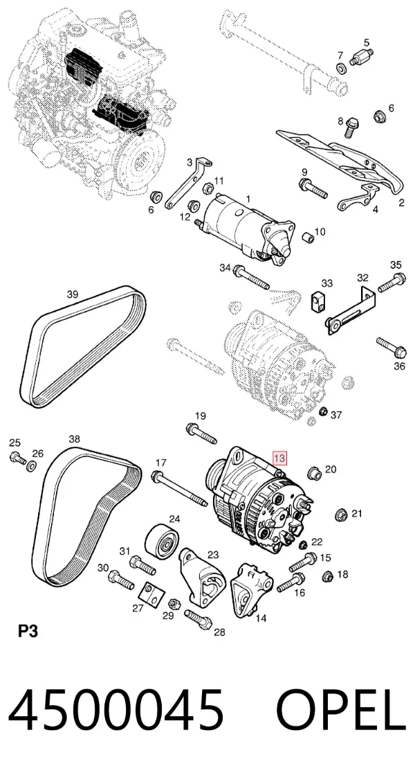 Генератор 4500045 Opel