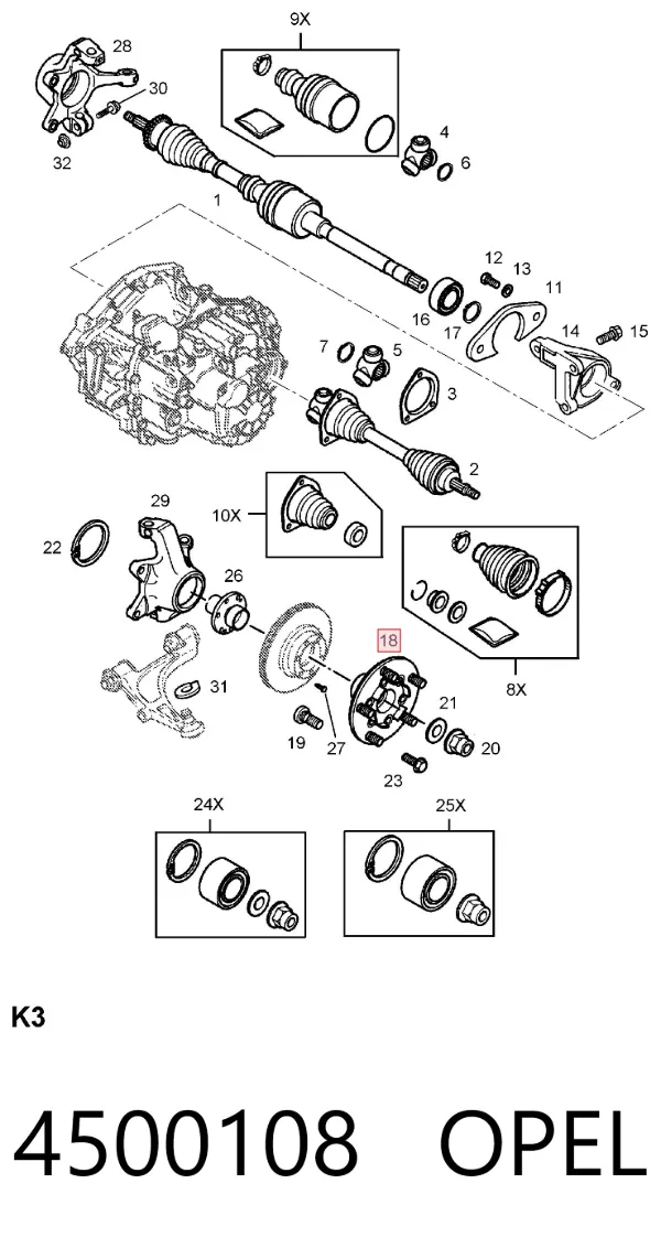 Передня маточина 4500108 Opel