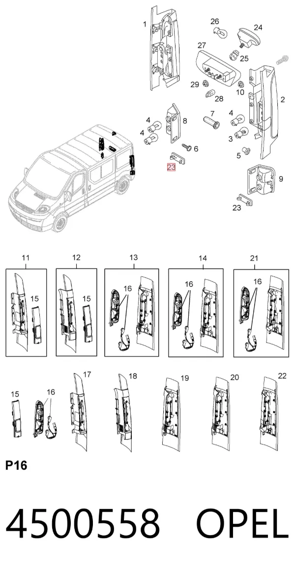 Катафот (відбивач) заднього бампера 4500558 Opel
