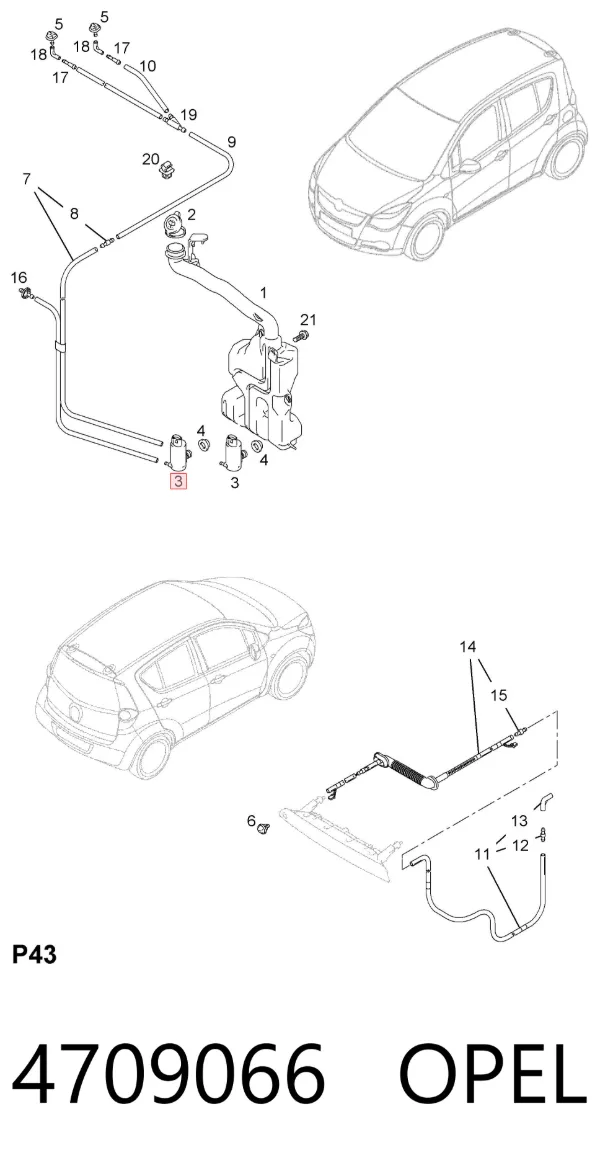 Моторчик омивача 4709066 Opel