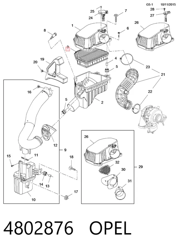 Повітряний фільтр 4802876 Opel