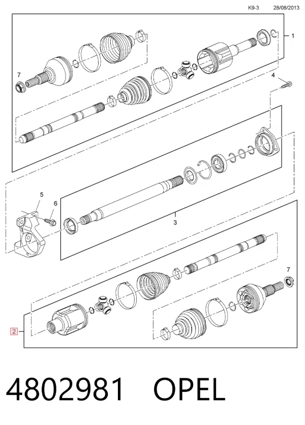 Піввісь права 4802981 Opel