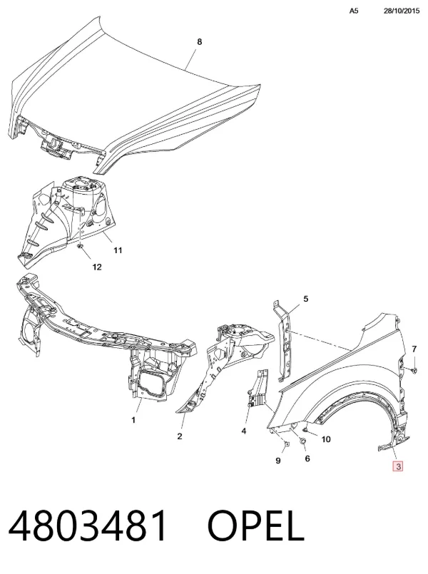 Крило переднє ліве 4803481 Opel