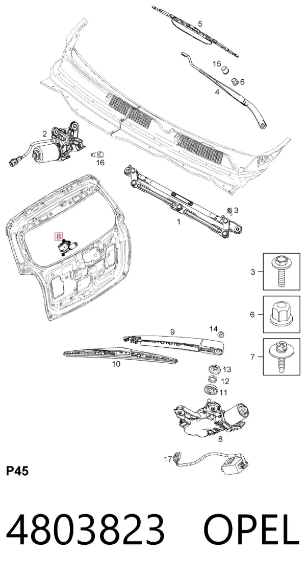 Моторчик заднього склоочисника 4803823 Opel