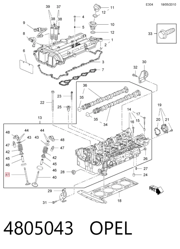 Клапан випускний 4805043 Opel