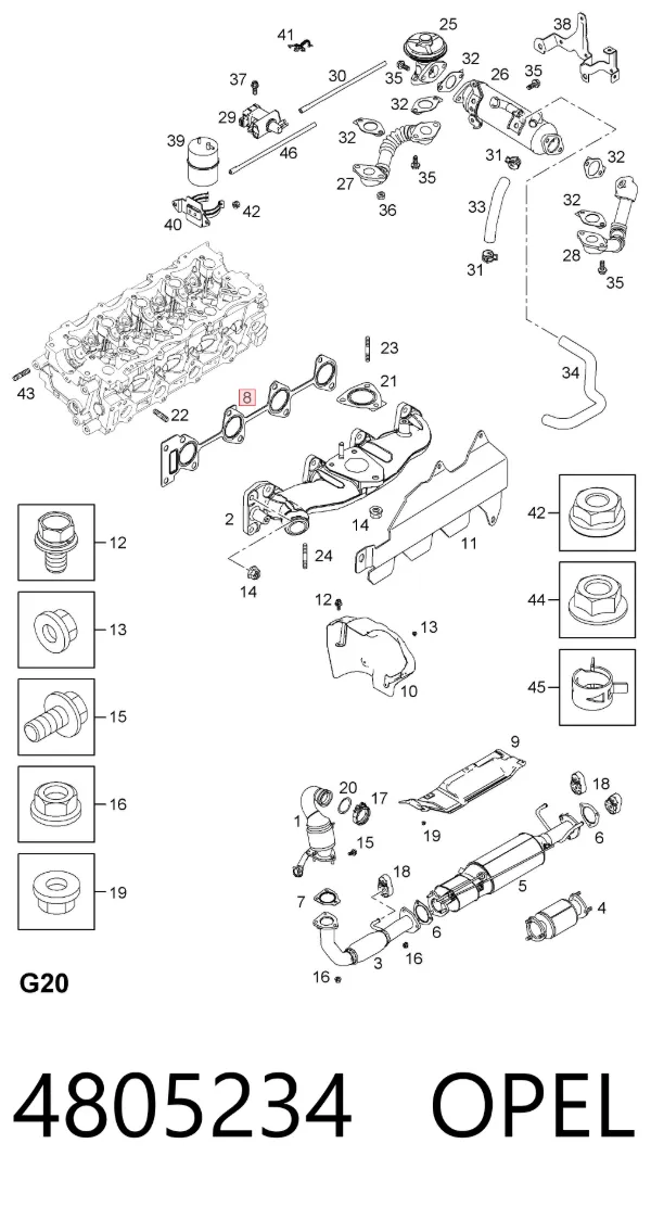 Прокладка колектора 4805234 Opel