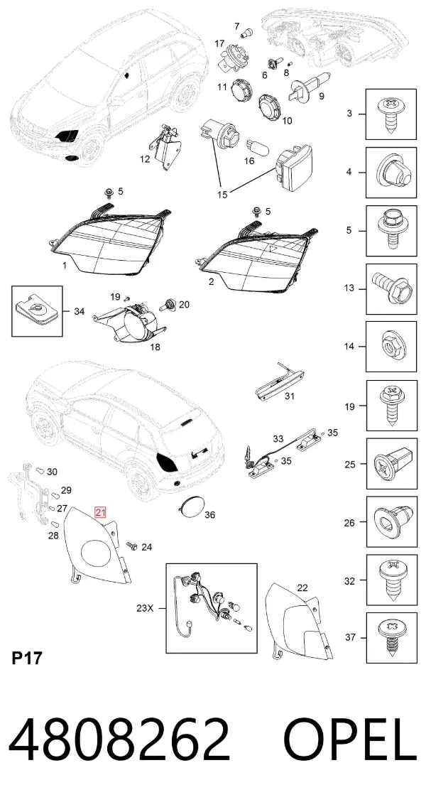 Лівий стоп 4808262 Opel