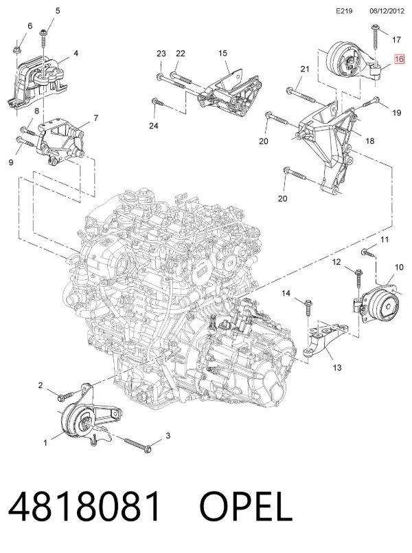 Подушка двигуна задня 4818081 Opel