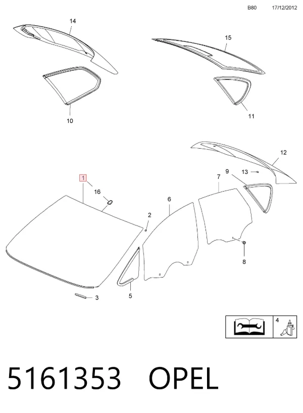 Лобове скло 5161353 Opel