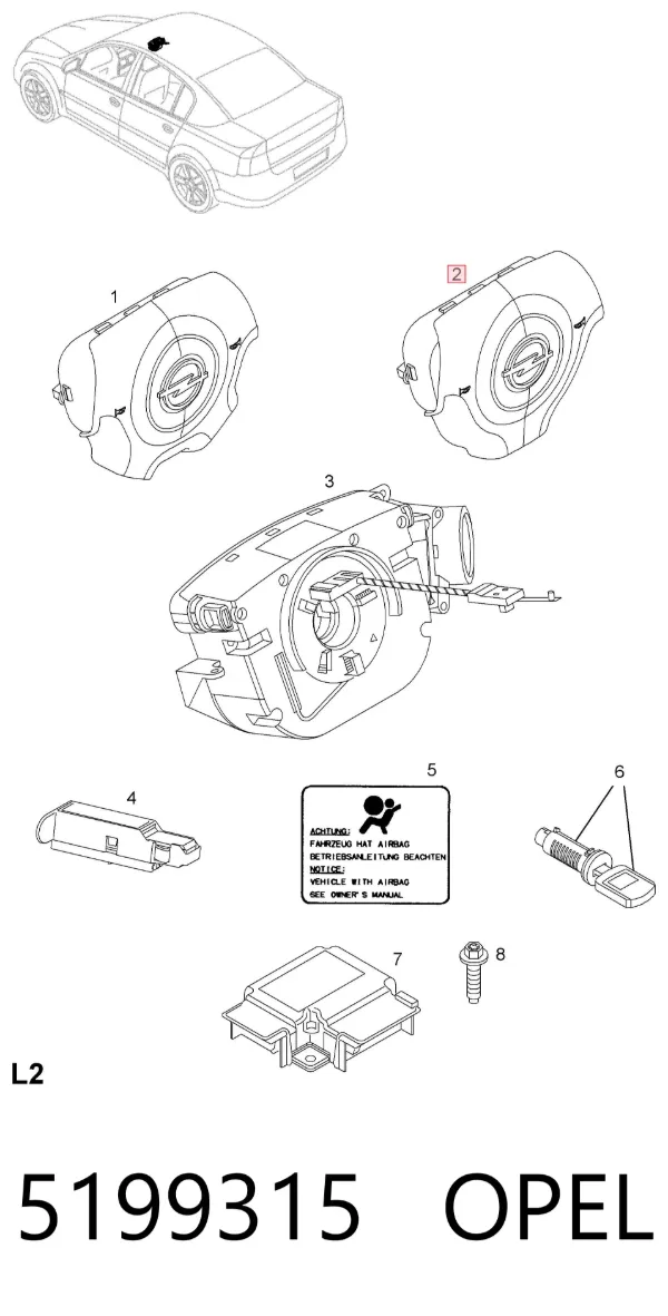 Подушка безпеки, водійська, AIRBAG 5199315 Opel
