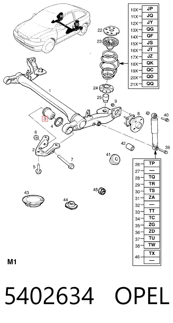 Сайлентблок задньої балки 5402634 Opel