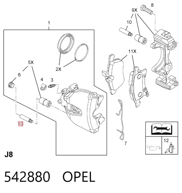 Направляюча супорту переднього 542880 Opel