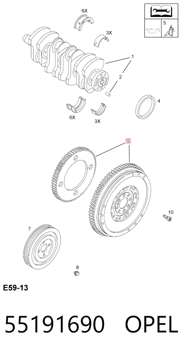 Маховик 55191690 Opel
