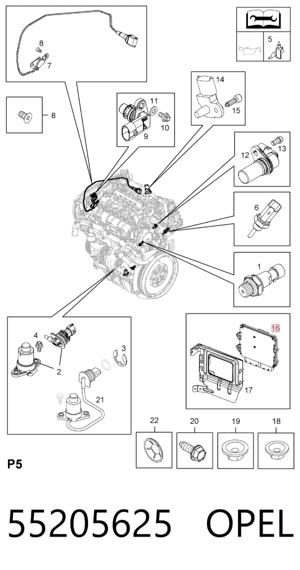 Електронний блок керування двигуном 55205625 Opel