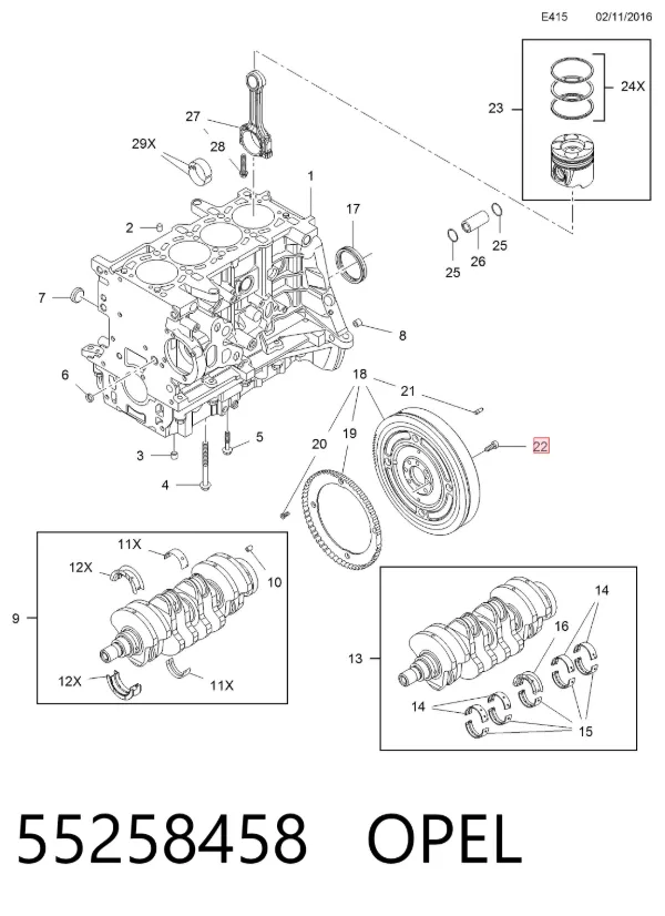 Болт кріплення маховика 55258458 Opel
