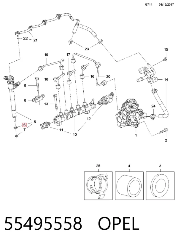 Кільце форсунки 55495558 Opel