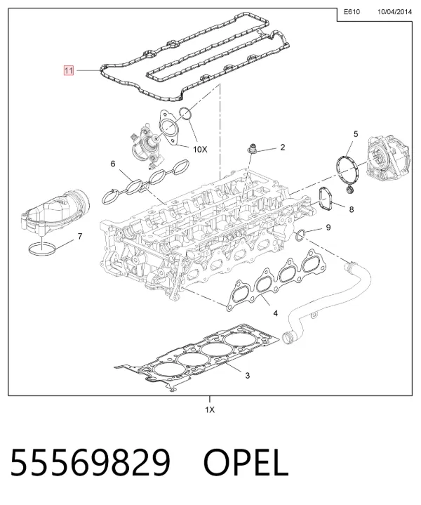Прокладка клапанної кришки 55569829 Opel