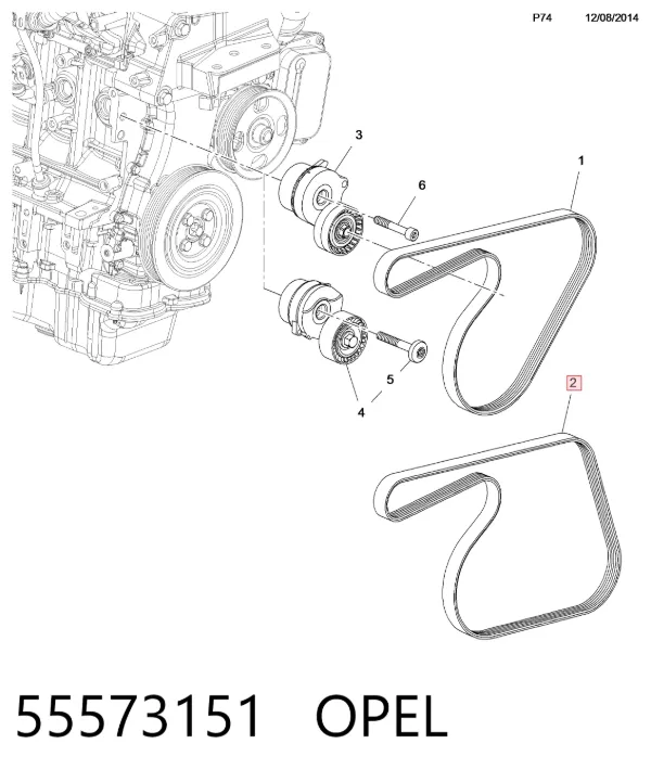 Ремінь генератора 55573151 Opel
