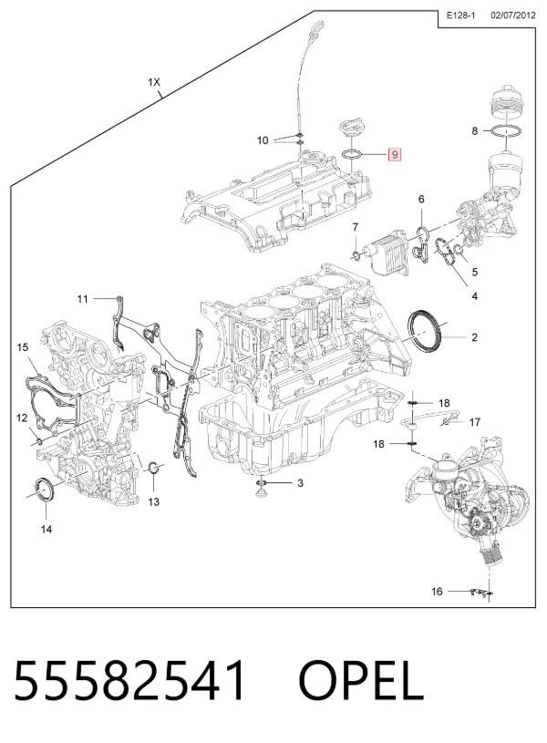 Прокладка кришки горловини, маслозаливної 55582541 Opel