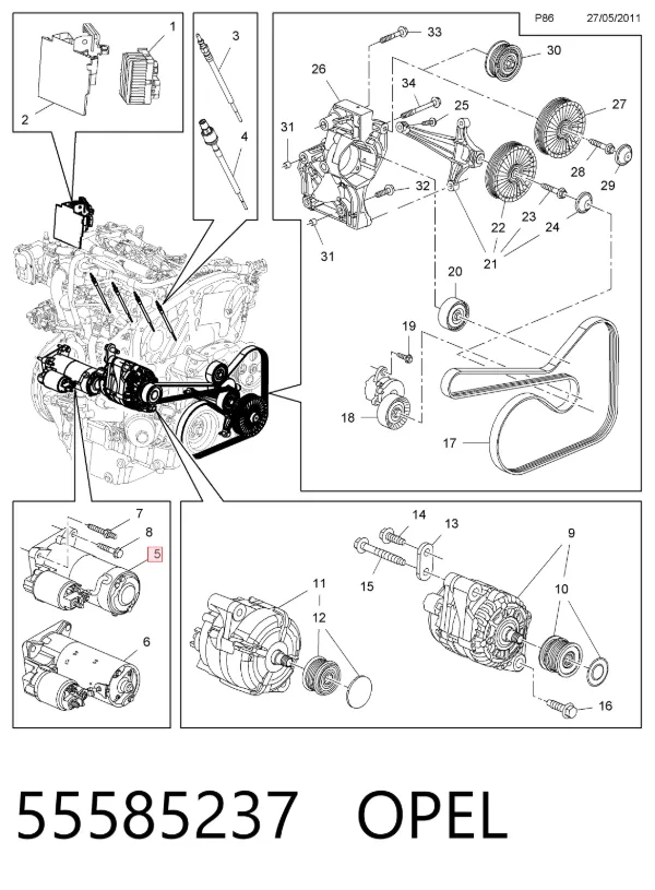 Стартер 55585237 Opel