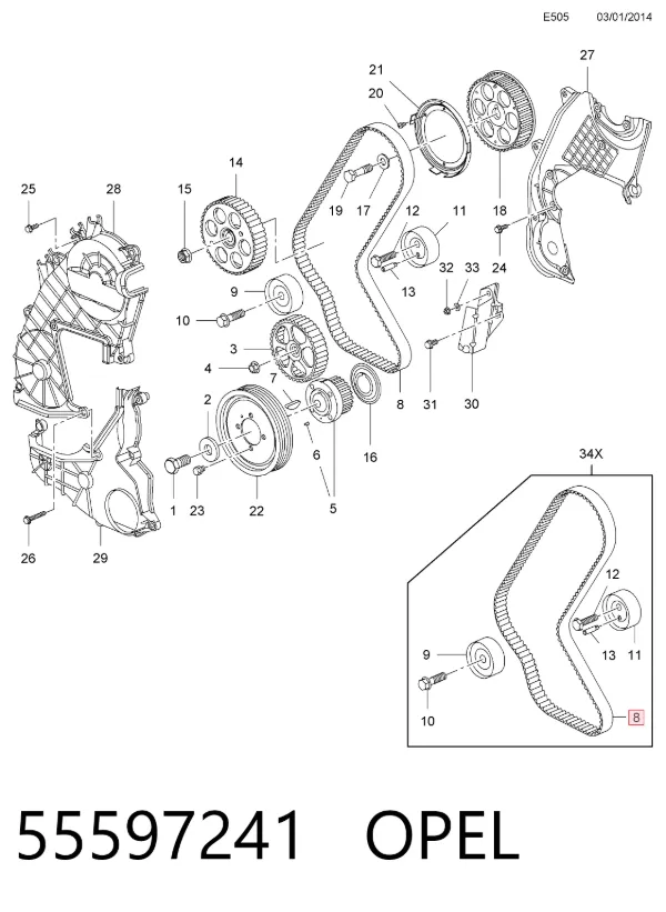 Ремінь ГРМ 55597241 Opel