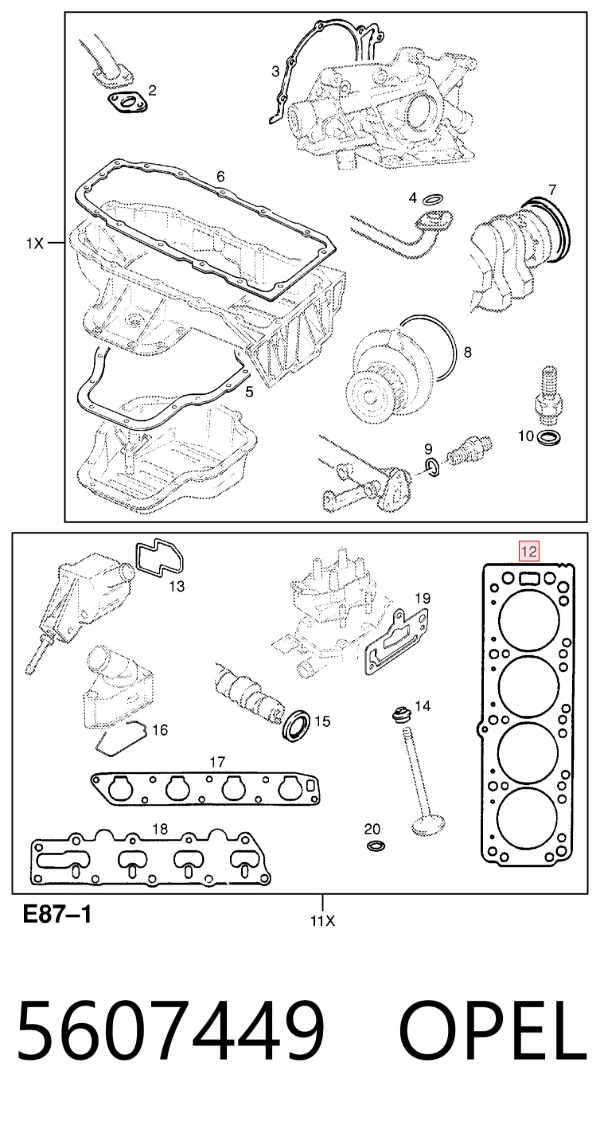 Прокладка ГБЦ 5607449 Opel