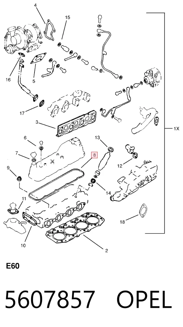 Прокладка клапанної кришки 5607857 Opel