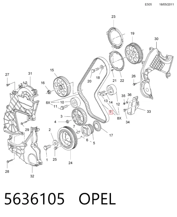 Ремінь ГРМ 5636105 Opel