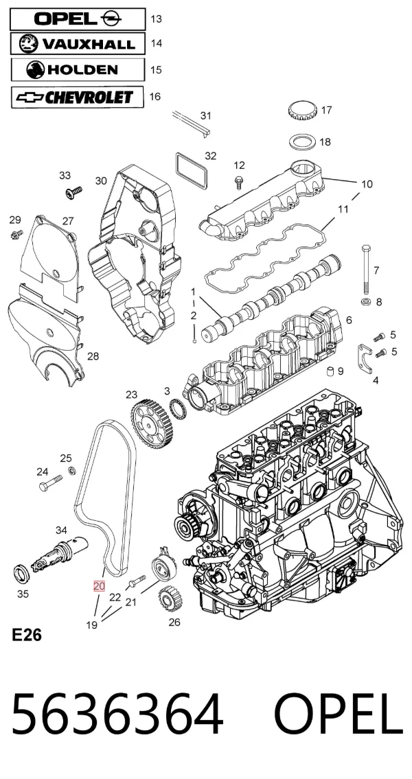 Ремінь ГРМ 5636364 Opel