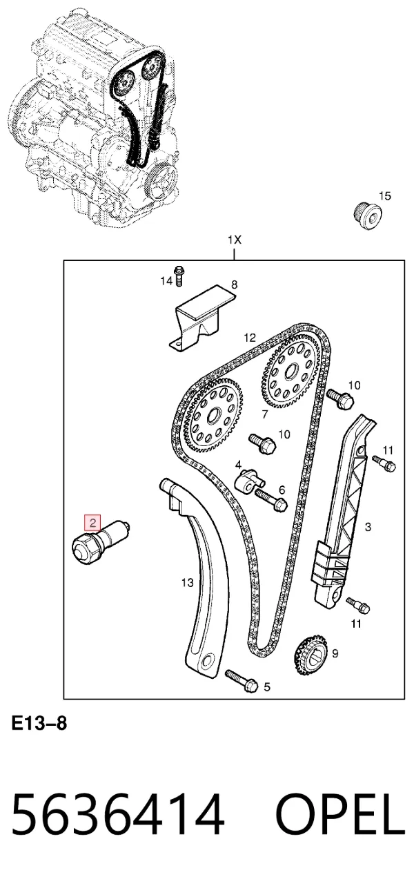 Натягувач ланцюга ГРМ 5636414 Opel