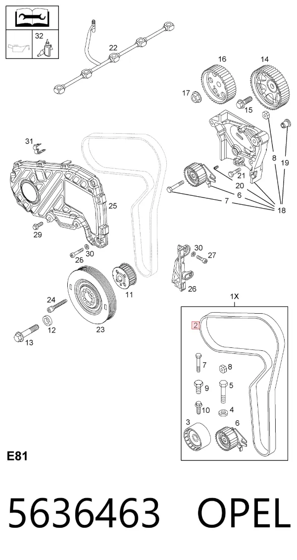 Ремінь ГРМ 5636463 Opel