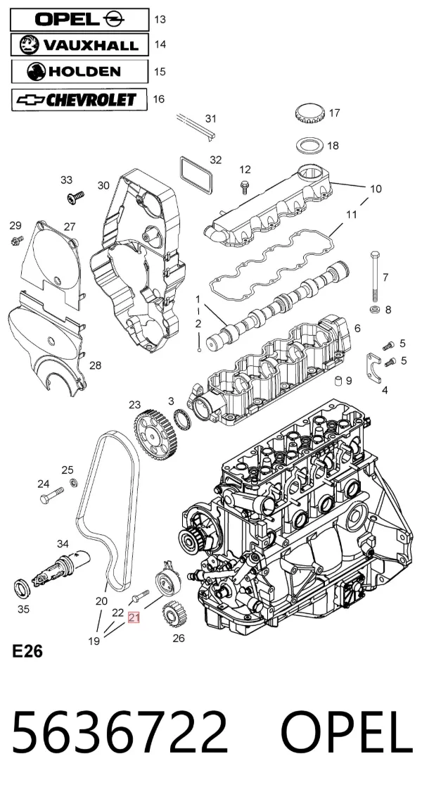 Ролик натягувача ременя ГРМ 5636722 Opel