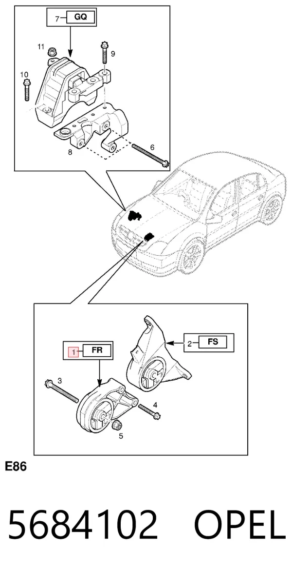 Подушка двигуна передня 5684102 Opel