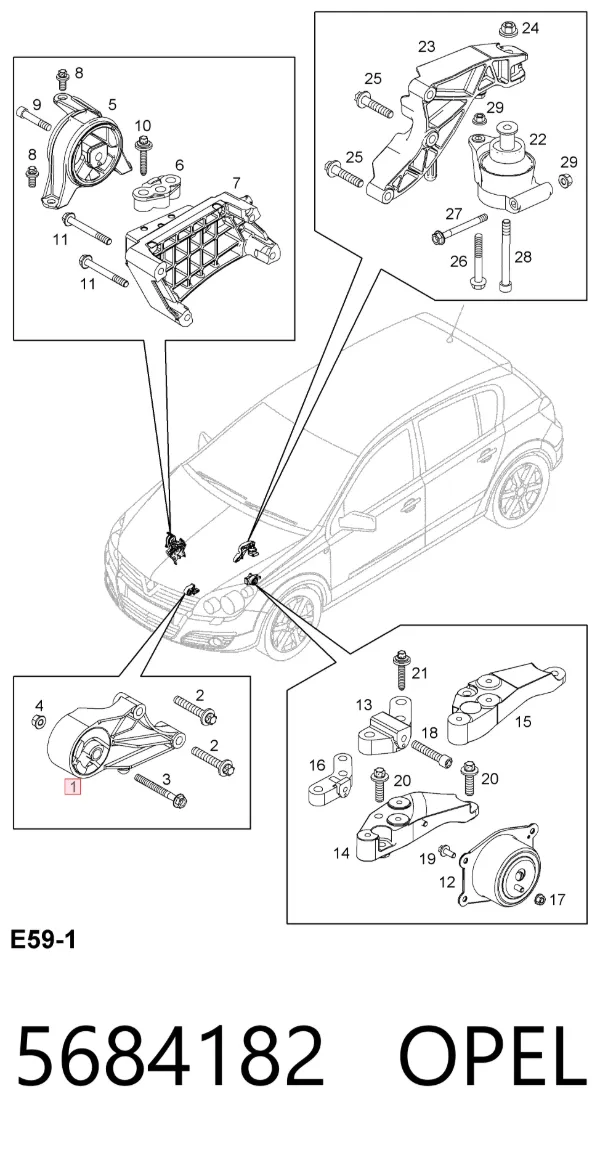 Подушка двигуна передня 5684182 Opel
