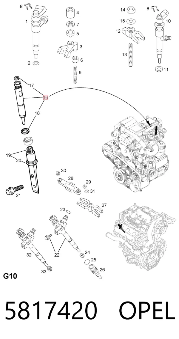 Паливні форсунки 5817420 Opel