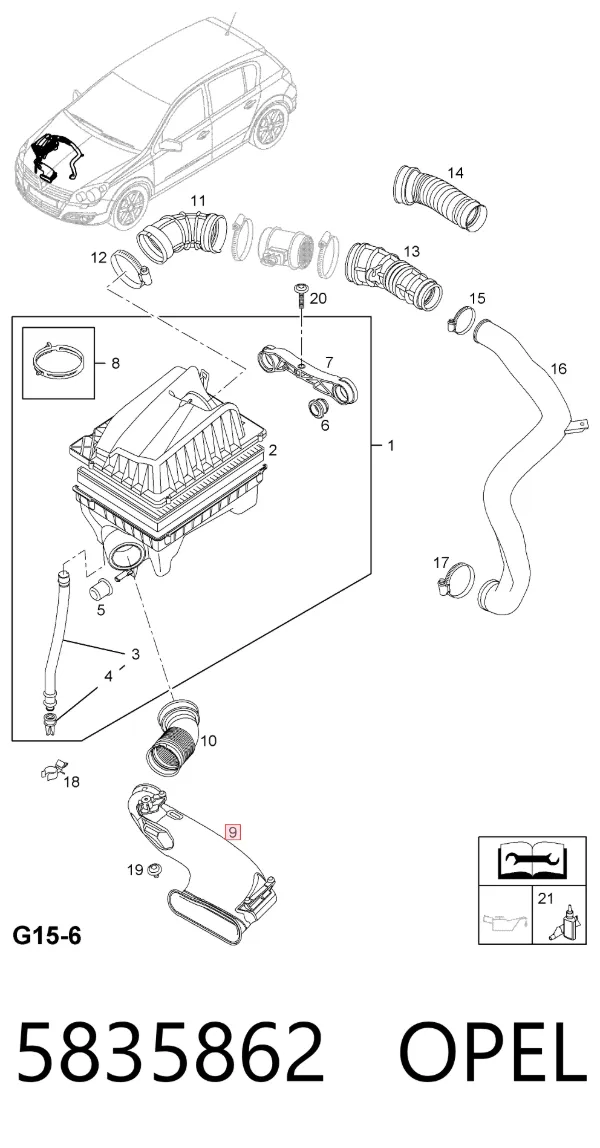 Повітрозабірник повітряного фільтра Opel Astra H