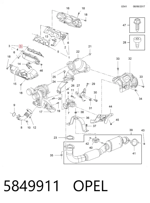 Прокладка колектора 5849911 Opel