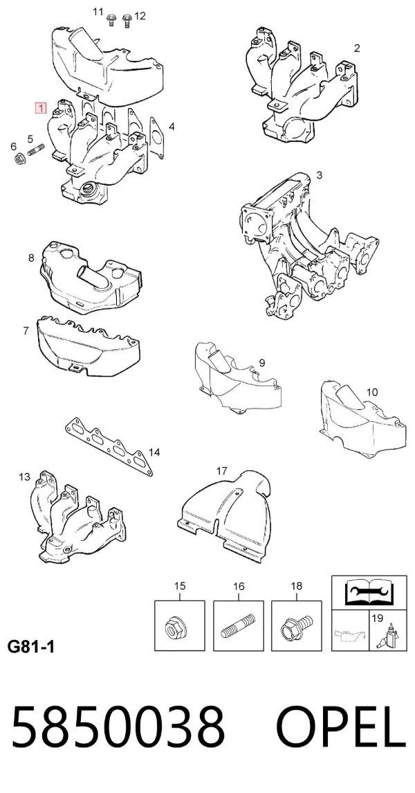 Випускний колектор 5850038 Opel