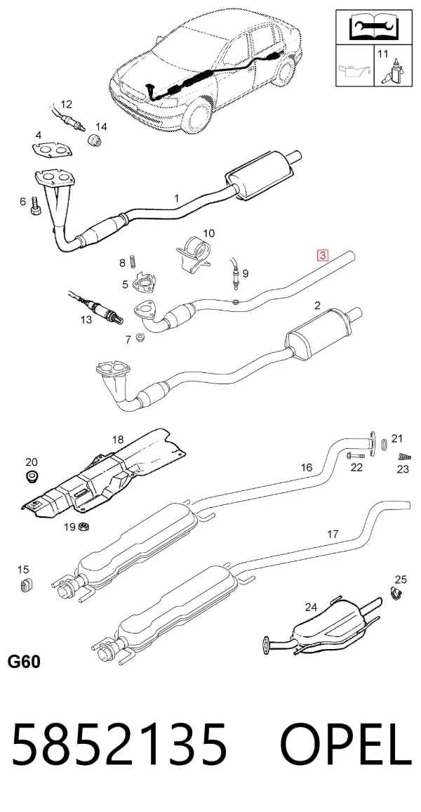 Глушник, передня частина 5852135 Opel
