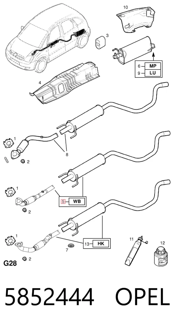 Глушник, центральна частина 5852444 Opel