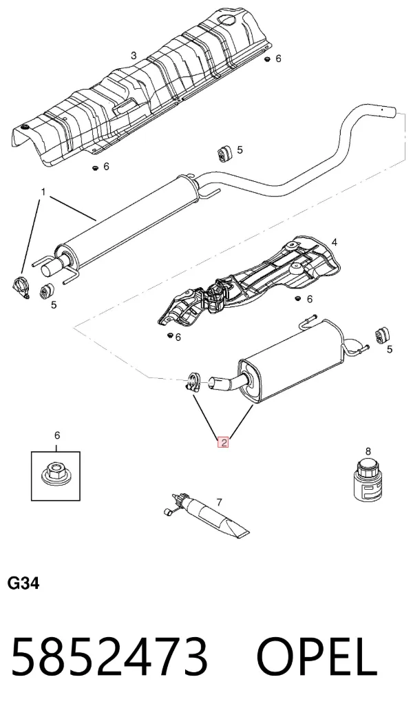 Глушник, задня частина 5852473 Opel