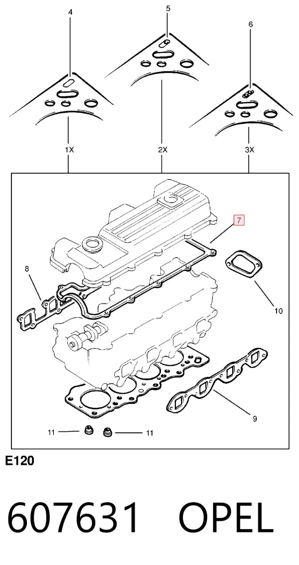 Прокладка клапанної кришки 607631 Opel